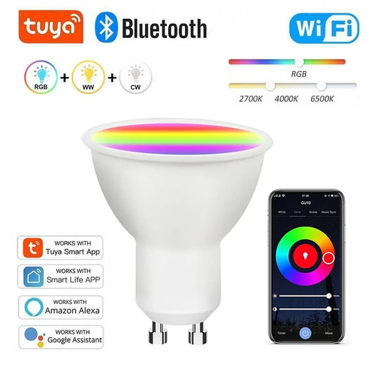 Tuya GU10 WiFi Bluetooth Dimmable LED Smart Light Bulb